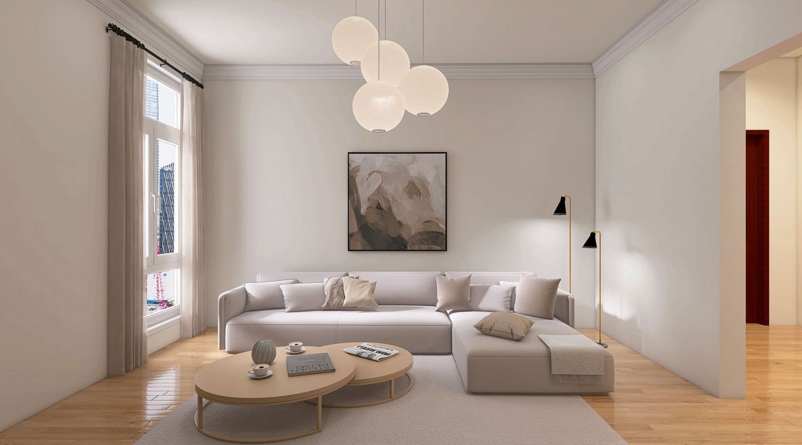Salon cosy protégé par une assurance habitation dans un appartement lumineux